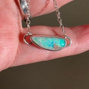 Australian Pipe Opal Pendant Necklace 925!Sterling Silver Artisan Handcrafted